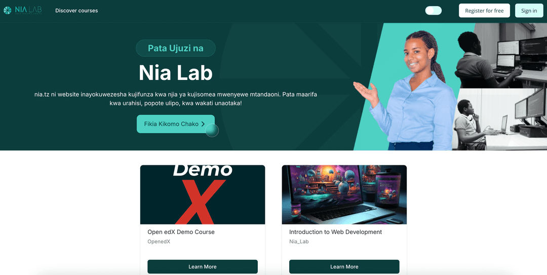 Nia Lab Tanzania — E-Learning Platform screenshot 1